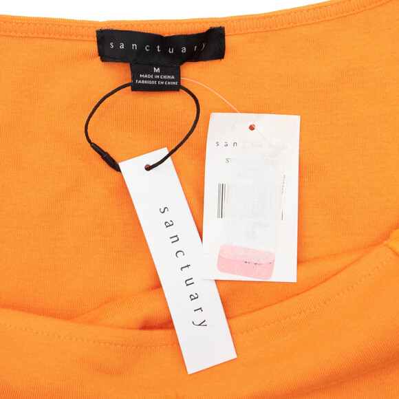 Sanctuary Short Puff Sleeve Mixed Media Top In Orange Size Medium - Picture 5 of 8